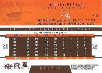 2003 Fleer Hot Prospects #5 Quincy Morgan Back