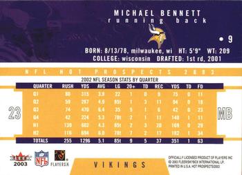 2003 Fleer Hot Prospects #9 Michael Bennett Back