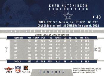 2003 Fleer Hot Prospects #43 Chad Hutchinson Back