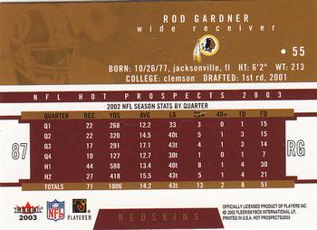 2003 Fleer Hot Prospects #55 Rod Gardner Back