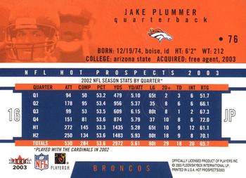 2003 Fleer Hot Prospects #76 Jake Plummer Back