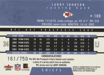 2003 Fleer Hot Prospects #100 Larry Johnson Back