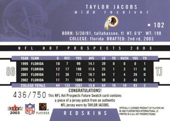 2003 Fleer Hot Prospects #102 Taylor Jacobs Back