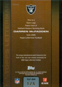 2008 Topps Letterman - Patches Team Logos Refractors #TLP-DM Darren McFadden Back