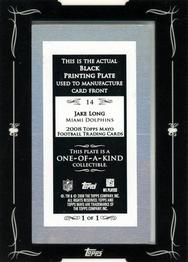 2008 Topps Mayo - Mini Printing Plates Front Black #14 Jake Long Back