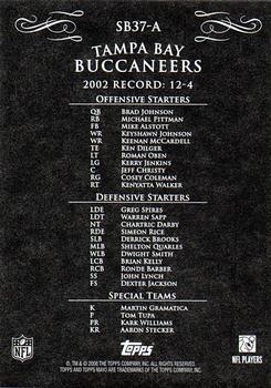 2008 Topps Mayo - Super Bowl Match-ups #SB37-A Tampa Bay Buccaneers Back