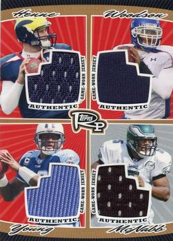 2008 Topps Rookie Progression - Game Worn Jerseys Quad Bronze #PQR-2 Chad Henne / Andre Woodson / Vince Young / Donovan McNabb Front