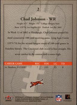 2003 Fleer Snapshot #2 Chad Johnson Back