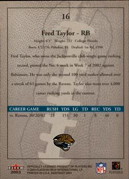 2003 Fleer Snapshot #16 Fred Taylor Back