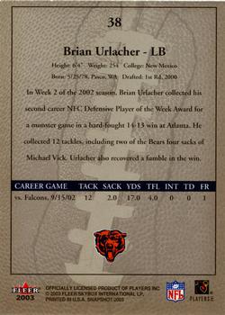 2003 Fleer Snapshot #38 Brian Urlacher Back