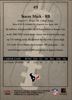 2003 Fleer Snapshot #49 Stacey Mack Back