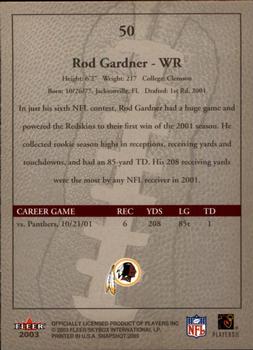 2003 Fleer Snapshot #50 Rod Gardner Back