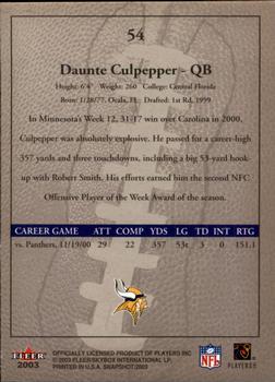 2003 Fleer Snapshot #54 Daunte Culpepper Back