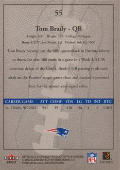2003 Fleer Snapshot #55 Tom Brady Back