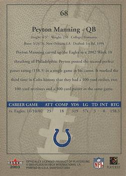 2003 Fleer Snapshot #68 Peyton Manning Back
