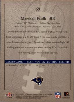 2003 Fleer Snapshot #69 Marshall Faulk Back