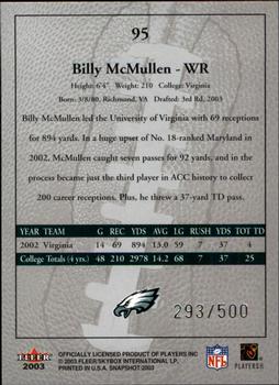 2003 Fleer Snapshot #95 Billy McMullen Back