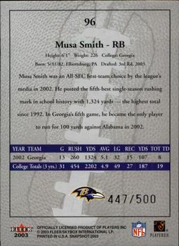 2003 Fleer Snapshot #96 Musa Smith Back