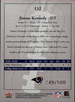 2003 Fleer Snapshot #132 Jimmy Kennedy Back