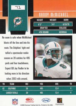 2003 Leaf Certified Materials #71 Randy McMichael Back