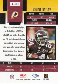 2003 Leaf Certified Materials #130 Champ Bailey Back