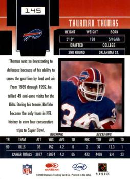 2003 Leaf Certified Materials #145 Thurman Thomas Back