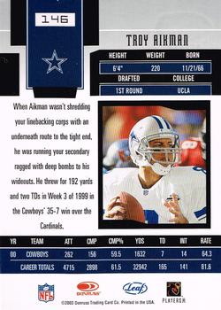 2003 Leaf Certified Materials #146 Troy Aikman Back