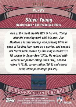 2008 Topps Rookie Progression - Legends Game Worn Jerseys Platinum Autographs #PL-SY Steve Young Back