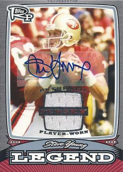 2008 Topps Rookie Progression - Legends Game Worn Jerseys Platinum Autographs #PL-SY Steve Young Front
