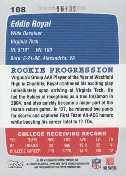 2008 Topps Rookie Progression - Platinum #108 Eddie Royal Back