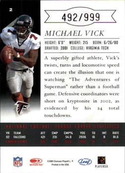 2003 Leaf Limited #2 Michael Vick Back