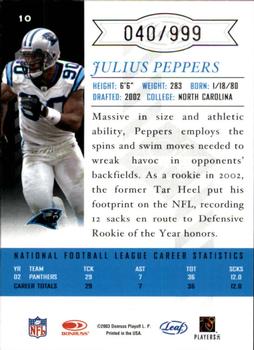 2003 Leaf Limited #10 Julius Peppers Back