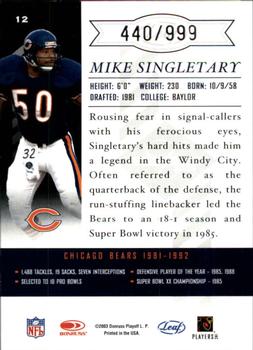 2003 Leaf Limited #12 Mike Singletary Back