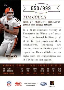 2003 Leaf Limited #20 Tim Couch Back