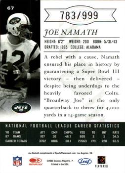 2003 Leaf Limited #67 Joe Namath Back