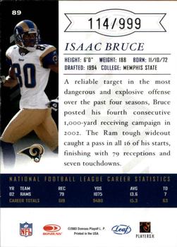 2003 Leaf Limited #89 Isaac Bruce Back