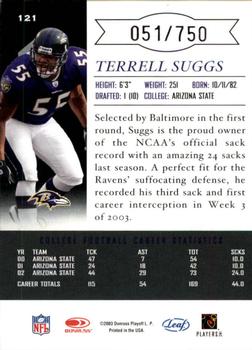 2003 Leaf Limited #121 Terrell Suggs Back