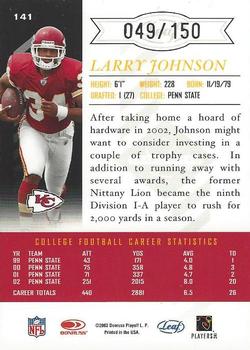 2003 Leaf Limited #141 Larry Johnson Back
