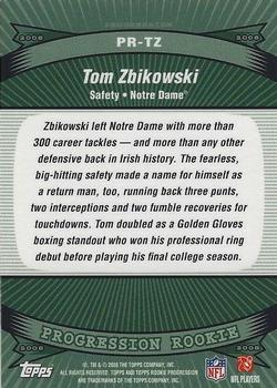 2008 Topps Rookie Progression - Rookies #PR-TZ Tom Zbikowski Back