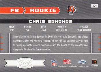 2003 Leaf Rookies & Stars #104 Chris Edmonds Back