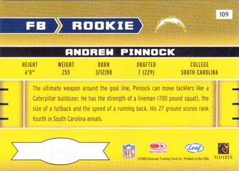 2003 Leaf Rookies & Stars #109 Andrew Pinnock Back