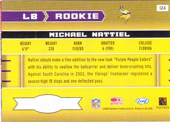 2003 Leaf Rookies & Stars #124 Michael Nattiel Back