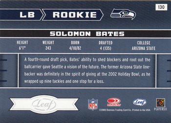 2003 Leaf Rookies & Stars #130 Solomon Bates Back
