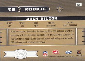 2003 Leaf Rookies & Stars #131 Zach Hilton Back