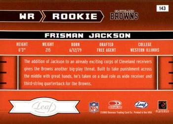 2003 Leaf Rookies & Stars #143 Frisman Jackson Back
