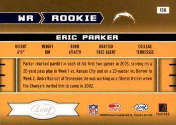 2003 Leaf Rookies & Stars #158 Eric Parker Back
