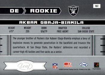 2003 Leaf Rookies & Stars #161 Akbar Gbaja-Biamila Back