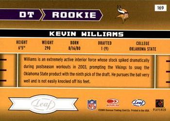 2003 Leaf Rookies & Stars #169 Kevin Williams Back