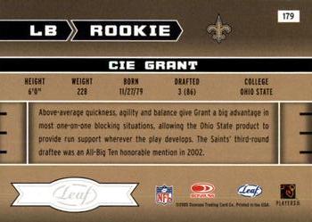 2003 Leaf Rookies & Stars #179 Cie Grant Back