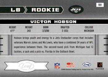 2003 Leaf Rookies & Stars #181 Victor Hobson Back